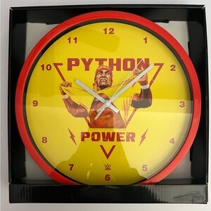 WWE Hulk Hogan Python Power 12” Wall Clock Decorative Yellow Red